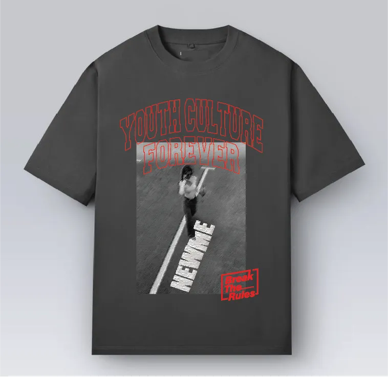 Dark Grey Graphic Oversized Tshirt