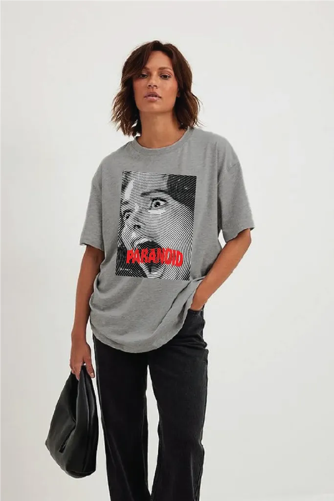Grey Graphic Crew Neck Oversized Tshirt - Image 1