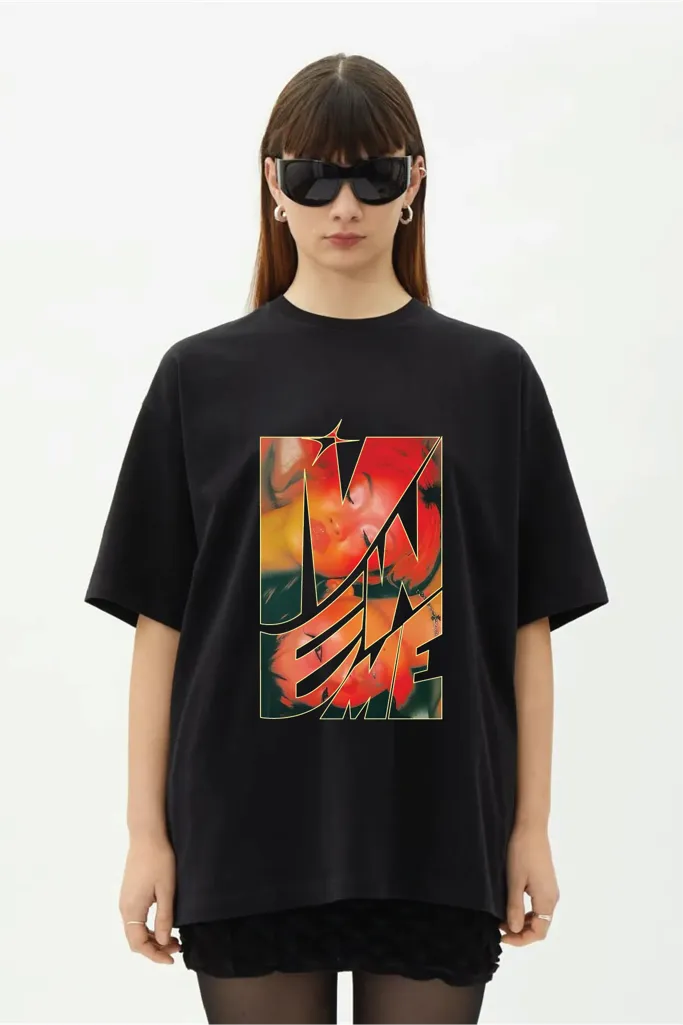 Black Graphic Crew Neck Oversized Tshirt - Image 1