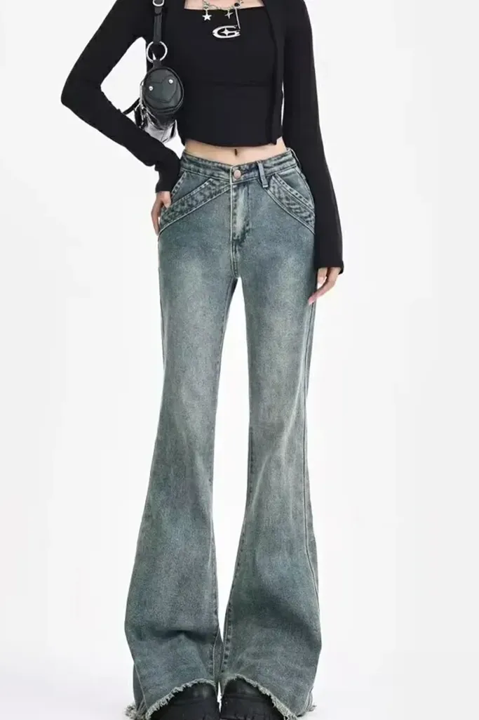 Blue Mid Rise Bootcut Jeans - Image 1