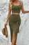 Olive Green Knot Skirt Coord Set