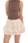 Beige Mid Rise Tiered Mini Skirt