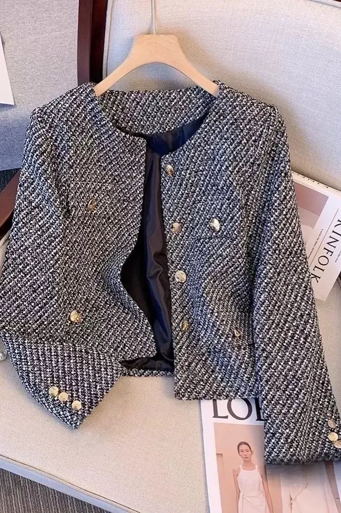 Black Houndstooth Buttoned Cardigan - Image 1