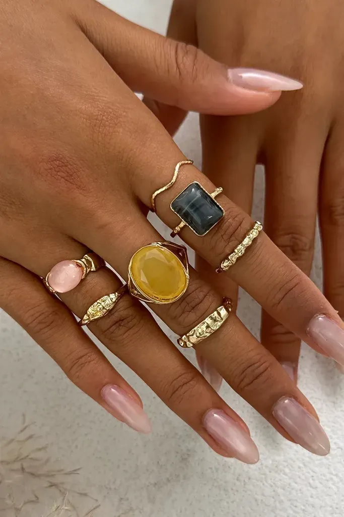 Gold Statement Set Of Rings - Image 1