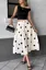 White High Rise Polka Dot Midi Skirt
