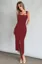 Maroon Solid Square Neck Midi Dress