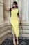 Yellow Ruched Offshoulder Midi Dress