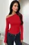 Red Solid Offshoulder Top