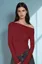 Maroon Solid Offshoulder Top