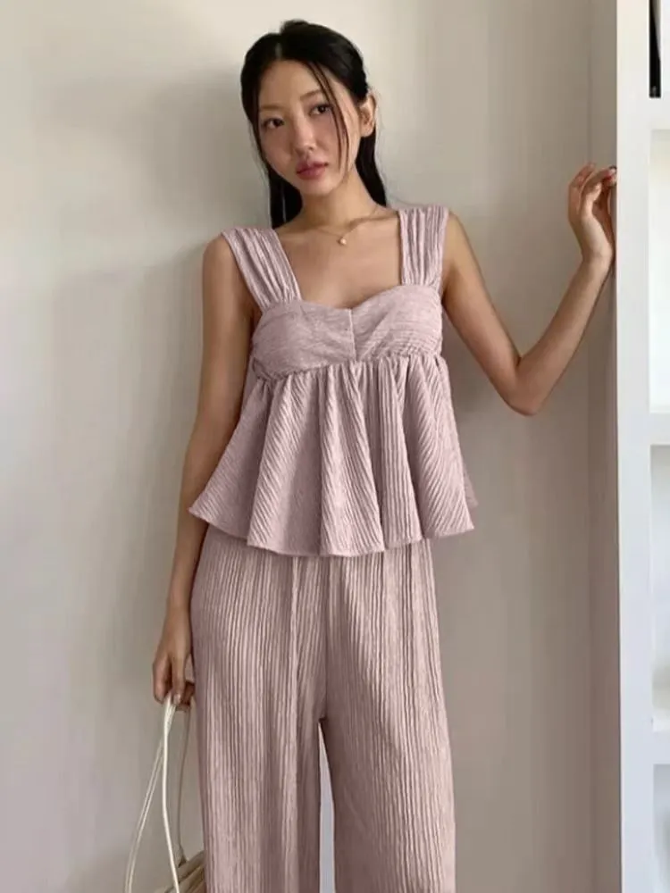 Light Pink Peplum Top Coord Set