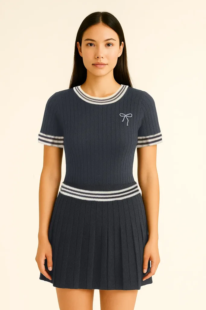 Preppy Pleated Black Coord Set - Image 1
