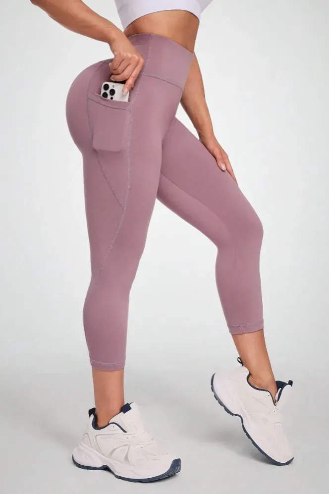 Mauve Solid High Rise Leggings - Image 1