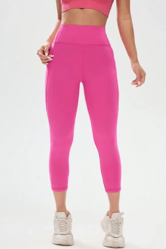 Pink Solid High Rise Leggings - Image 1