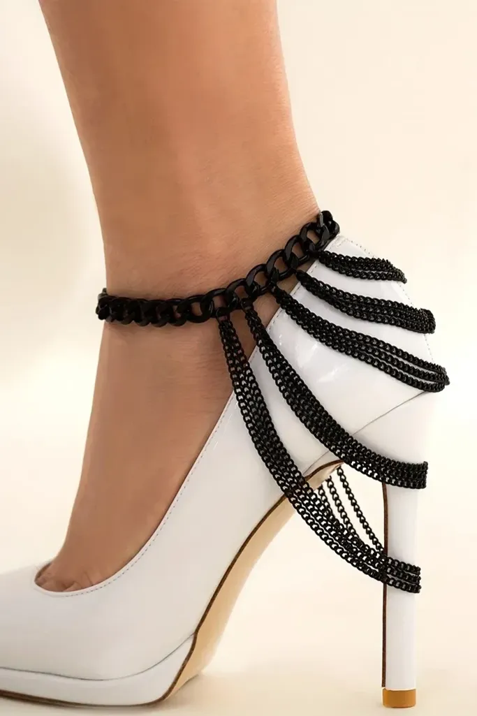 Black Chain Detail Anklet - Image 1