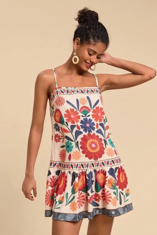 Floral Ruffled Aline Mini Dress - Image 1
