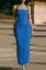 Blue Ruched Halter Neck Maxi Dress