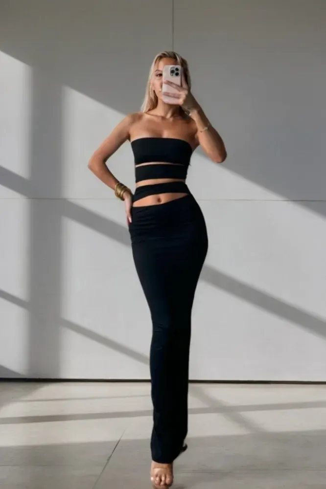 Black Tube Cutout Maxi Dress