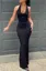 Black Halter Tieup Maxi Dress