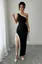 Black Oneshoulder Slit Maxi Dress