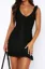 Black Ruffled Vneck Mini Dress