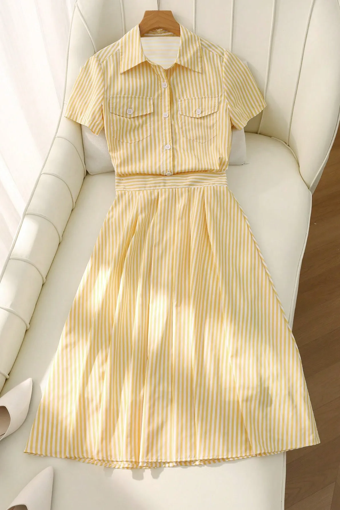 Yellow Striped Shirt Coord Set