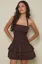 Brown Tiered Halter Mini Dress