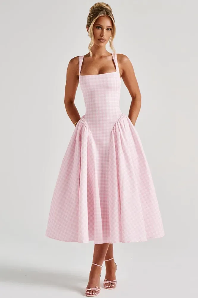 lumignon original pink glen check op ワンピ lumignon original pink glen check op ワンピ