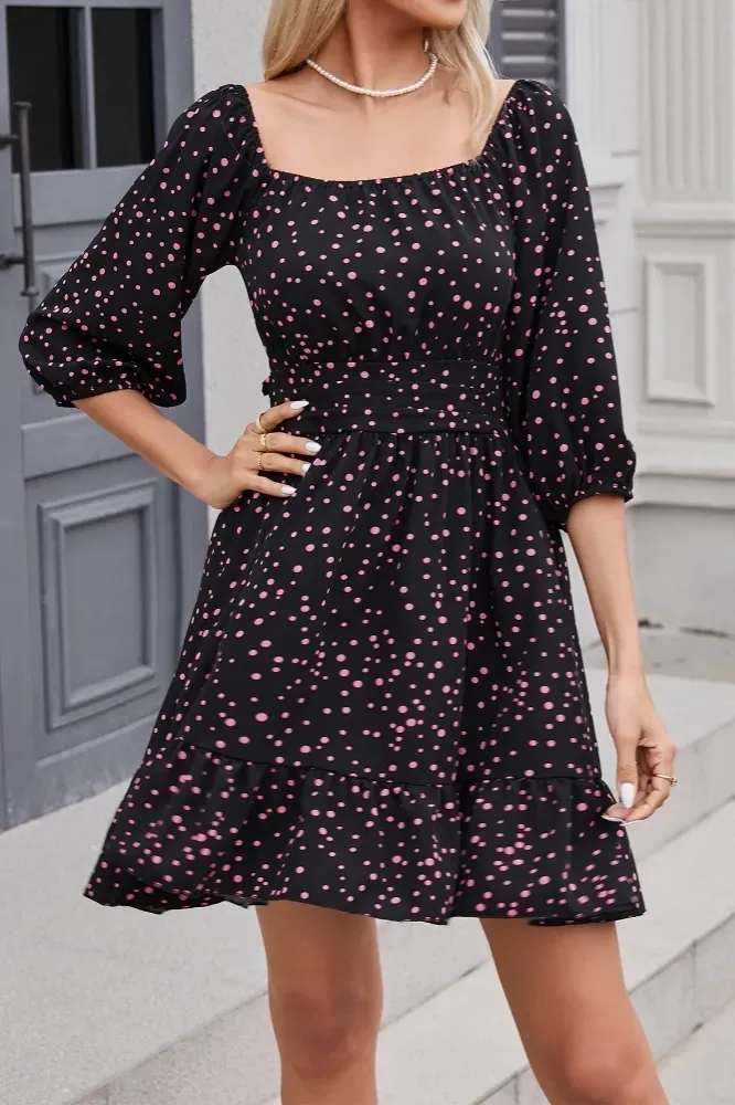 Black Polka Dot Mini Dress