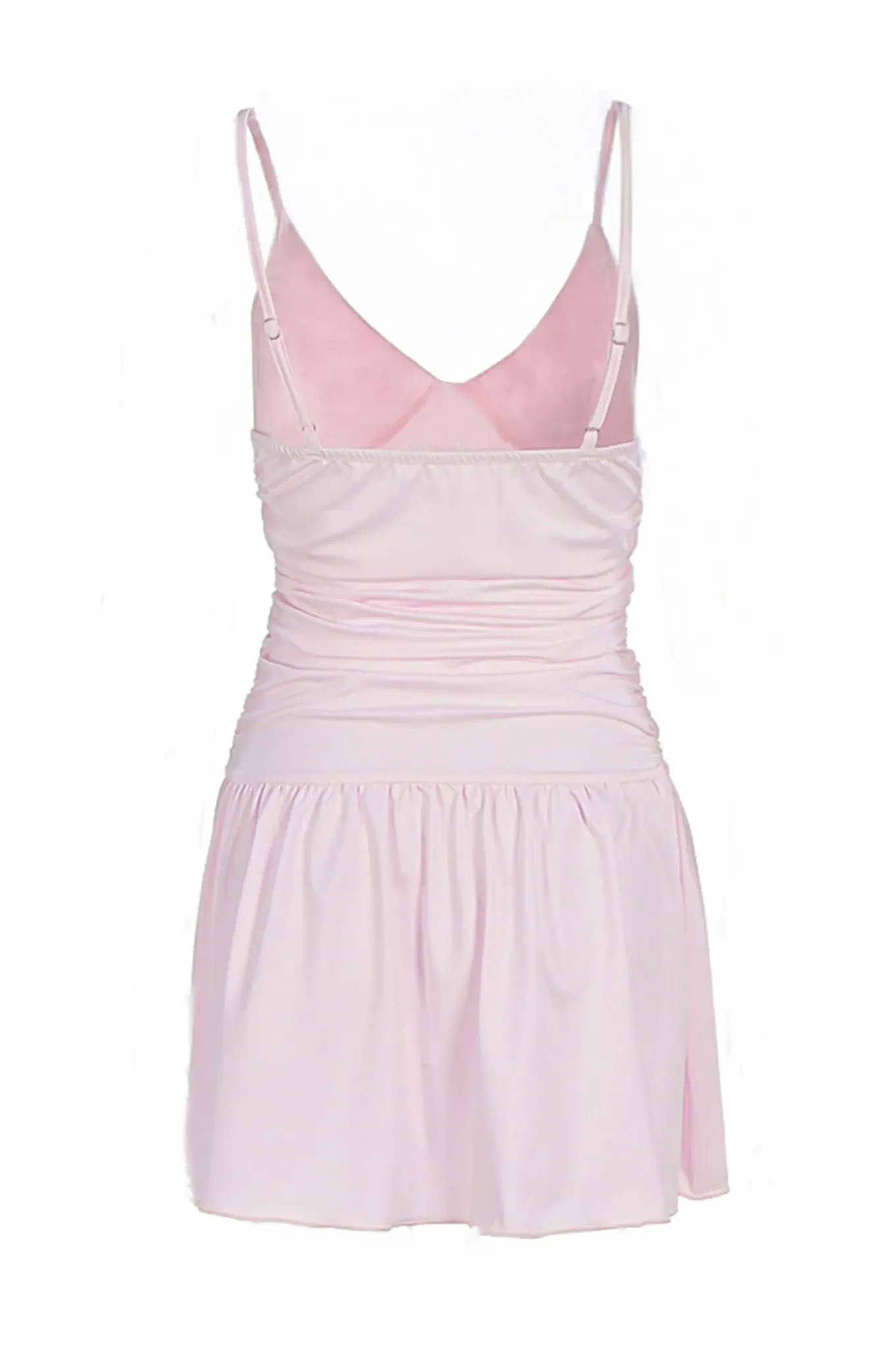 Light Pink Sweetheart Ruched Mini Dress - NEWME