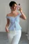 Blue Striped Offshoulder Top