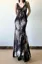Black Vneck Animal Print Maxi Dress