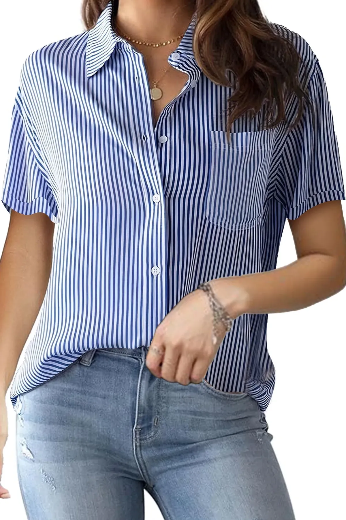 Blue Striped Buttonup Shirt