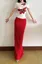 Red Solid Maxi Straight Skirt