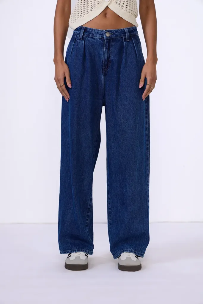 Dark Blue Solid Straight Jeans - Image 1
