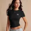 Black Fitted Crop Tshirt