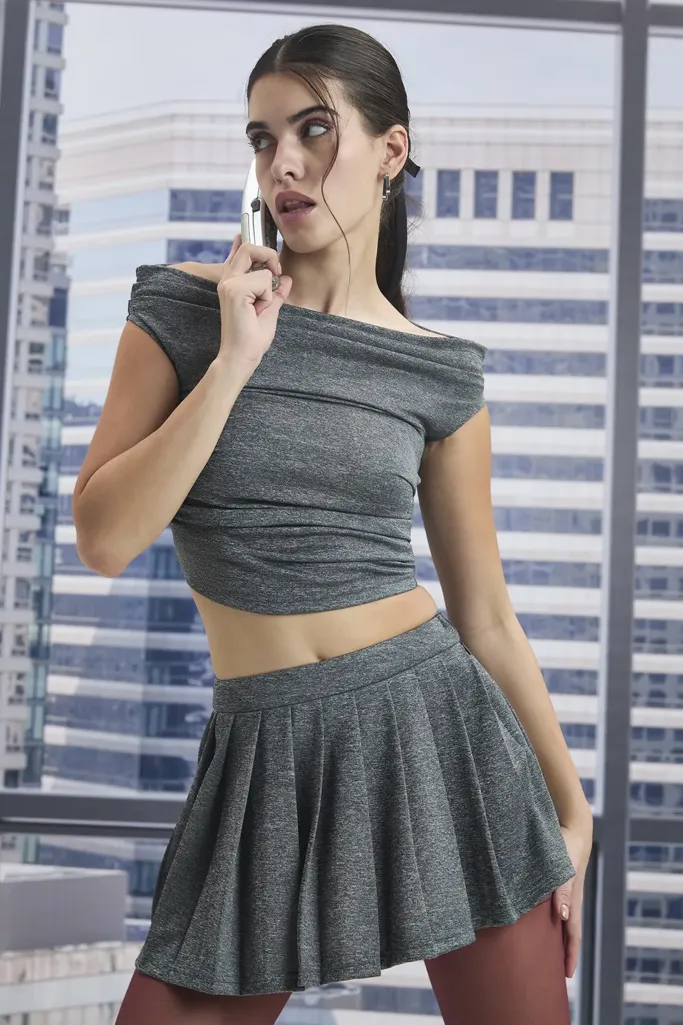 Off Shoulder Top With Pleated Skirt - Image 1