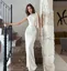 Off White Solid Tie Up Maxi Dress