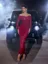Maroon Embellished Off Shoulder Dress