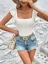 White Square Neck Ruffled Top