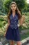 Navy Vest Top With Pleated Skirt