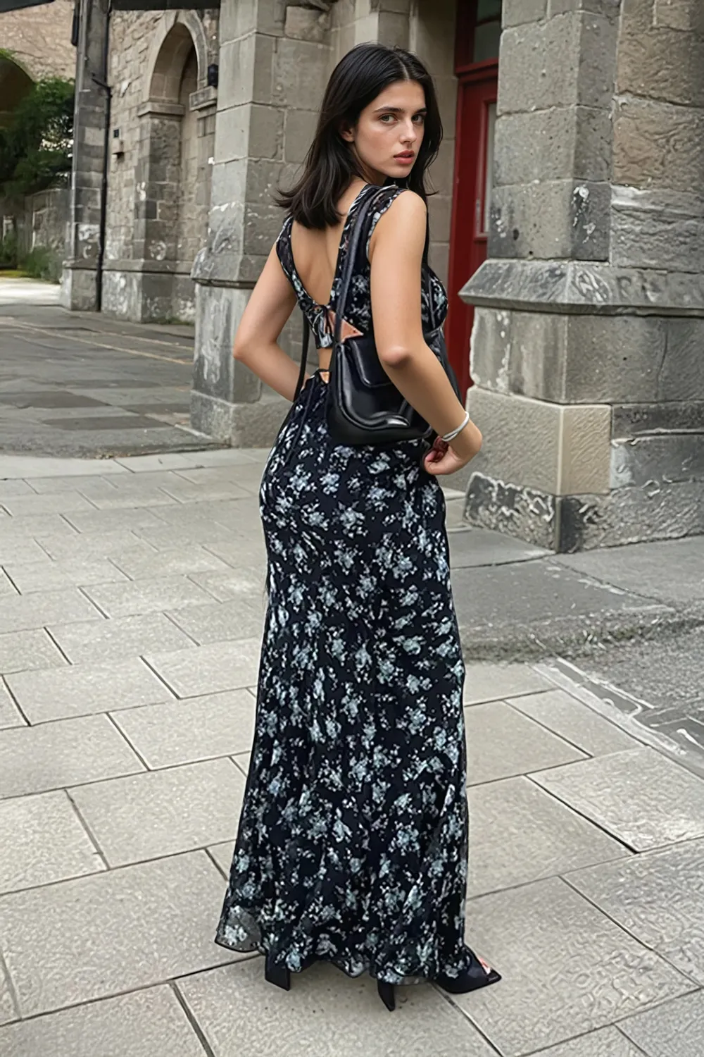 bow sleeve maxi dress Mew Mews Aadya Long Sleeve Bow Sequin Maxi Dress