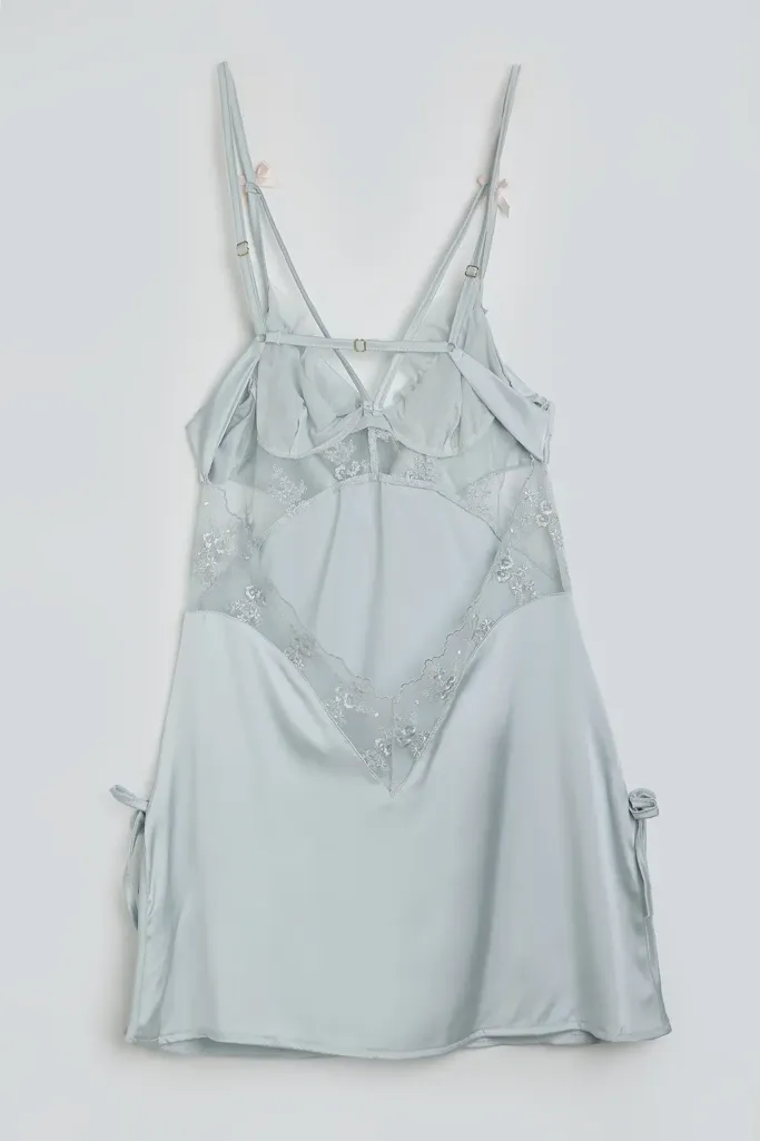 Blue Solid non-wired Slip Dress - Image 1