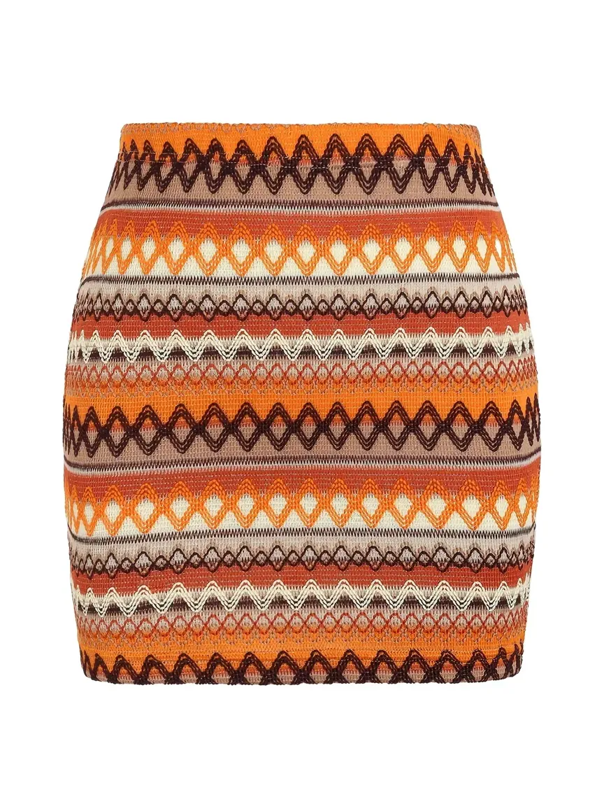 Multi Color Printed Knitted Skirt - NEWME