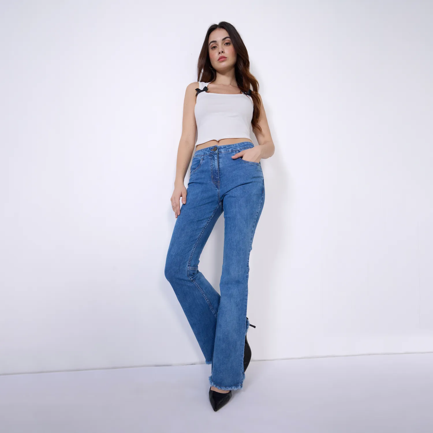 Blue Solid Bootcut Jeans - NEWME