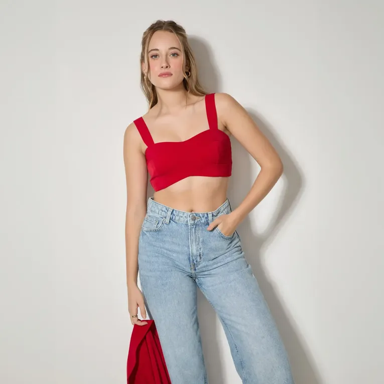 Red Solid Bralette Top - Image 1