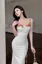 White Floral Neckline Maxi Dress