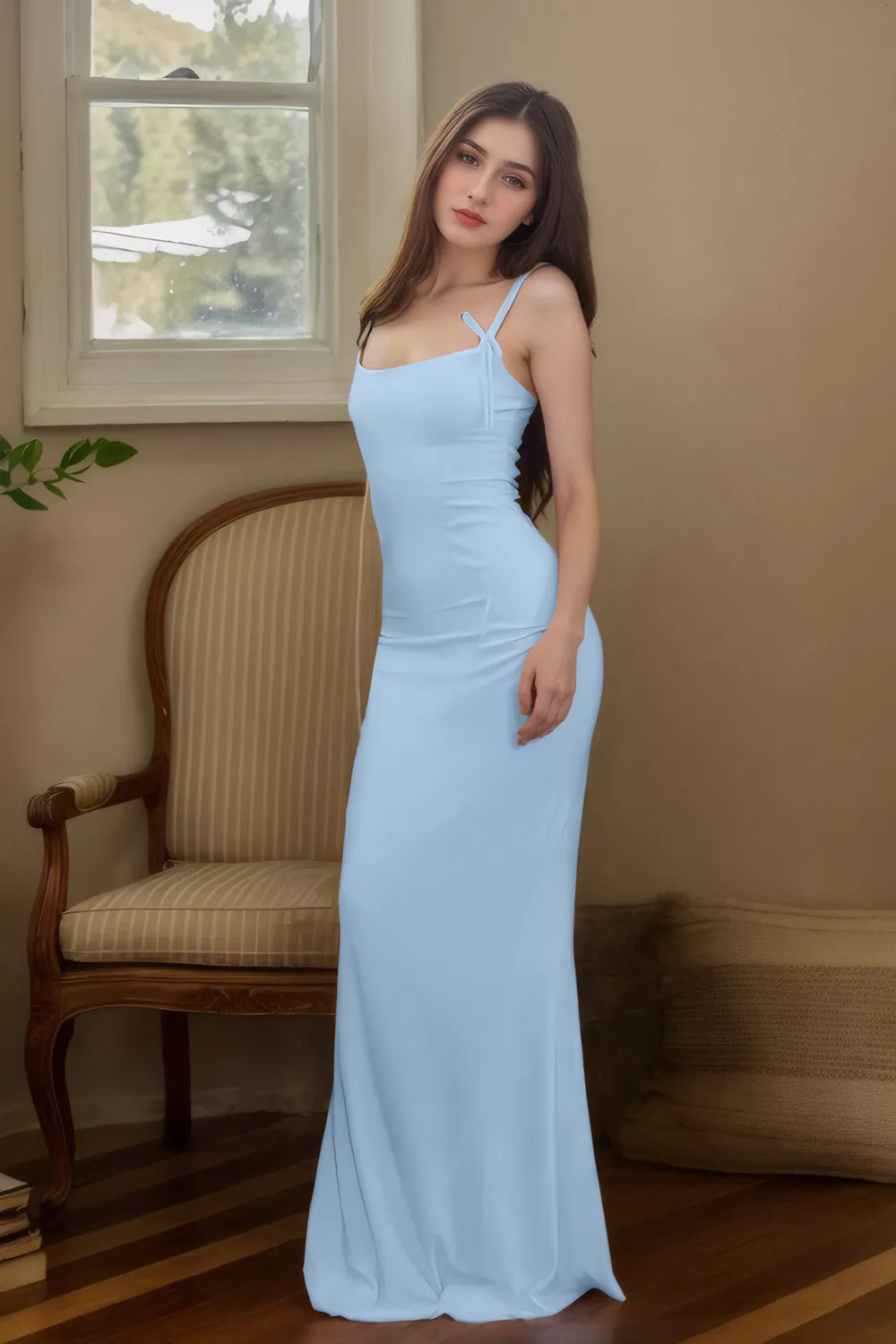 Mermaid Hem Strappy Maxi Dress - Image 1