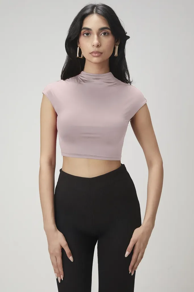 Polyamide Mock Neck Crop Top - Image 1