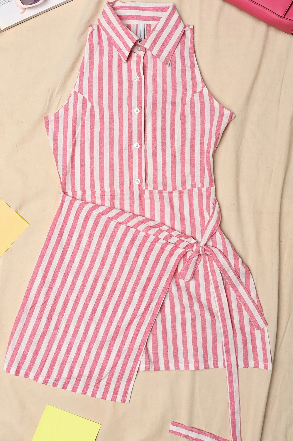 Pink Striped Shirt Dress
