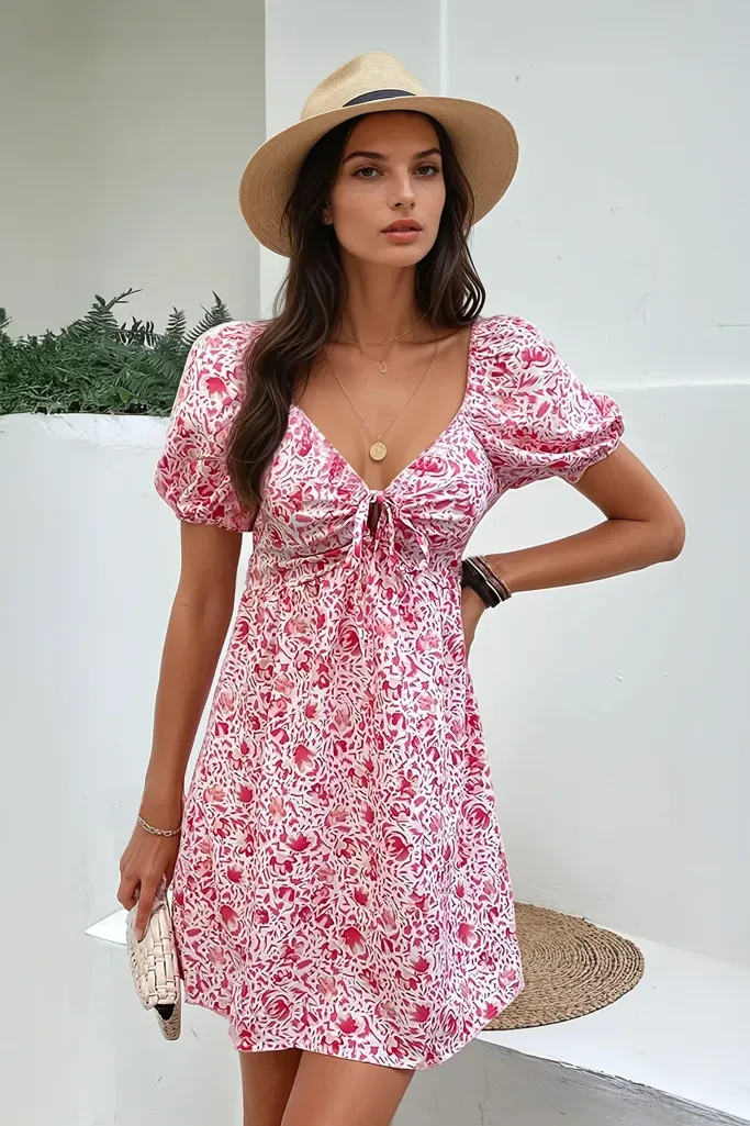 Floral Print Mini Dress - NEWME